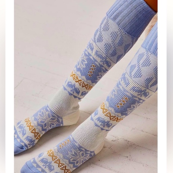 Free People Accessories - free People Sparrow Over The Knee Socks Sweater Print, 3 Pairs, NWT